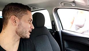 Picking up the redhead on the street and fucking her ass - blowjob on the street