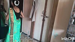 my village bhabhi shivani in green saree