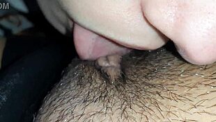 this hot lesbian couple licking and sucking each other's hairy pussies while kissing passionately