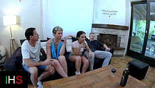 two sluts dive into foursome sex with anal fucking and squirting fun.