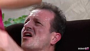 slim blonde girl nicky angel with perfect tits get anal creampie fuck and swallow the semen by older guy