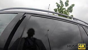 Impressive model gets hard fucked by hunter for bitcoin in public hunt