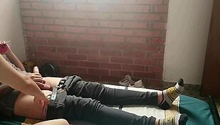 Horny young girl masturbates and sucks cock