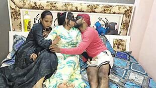 Real desi stepsisters invite gigolo to fuck thirsty pussies