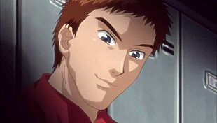 boss touches his young employee while treating a customer in this hentai