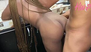 rich african guy visits village for yam festival, his huge cock houseboy bangs the wife in the kitchen