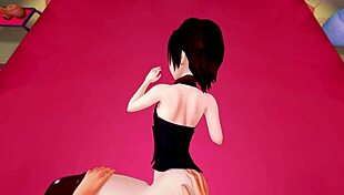 in this pov hentai, ruby from rwby gets bent over for anal and creampie sex