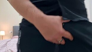 Intense solo ass jerk with huge cock and balls ripping panties