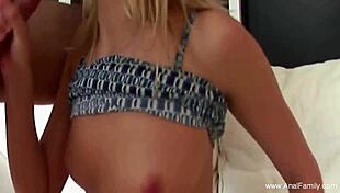 look at this blonde beauty getting a messy facial all over her face