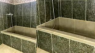 Woman Undresses And Washes Body