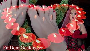 Goddess in costume demands body worship with feet fetish and jerk off instructions