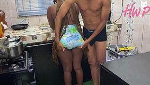 rich african guy visits village for yam festival, his huge cock houseboy bangs the wife in the kitchen