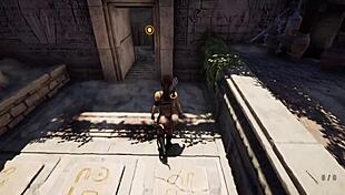 this ancient statue in hentai 3d game awakens and fills lara's pussy with sperm, destroying it