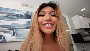 tiny asian enjoys big cock in rough fucking