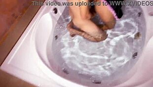 In the jacuzzi, a horny Mexican woman explodes with passion while her boyfriend films our intense group sex.