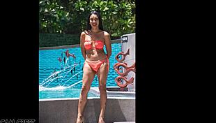 Sindy Models Her Orange Swimsuit