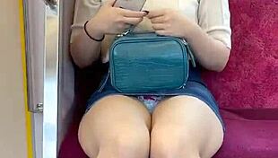 chinese woman reveals panties on the train