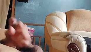 guy jerks off in living room