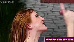 Seductive British Babe In Stockings Gets Facialized With Cum!