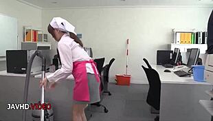 asian office lady chihiro akino gives an intense blowjob leading to a hardcore creampie