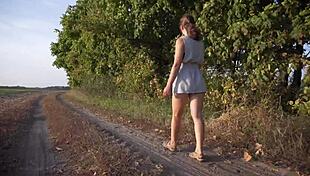 Walking Outdoors And Flashing Ass Under Skirt