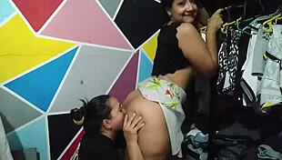 While organizing clothes, my horny neighbor shows up and starts groping my ass