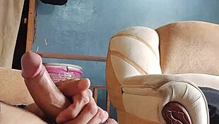 guy jerks off in living room