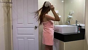 Stepbrother Films Another Round Of Sex With Stepsister In The Bathroom