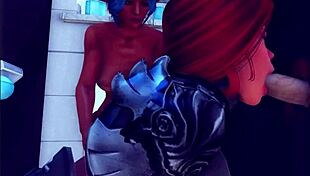 Redhead with big ass and tits plays mental blast