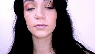 Shy young 18+ brunette sucking big hard cock at audition