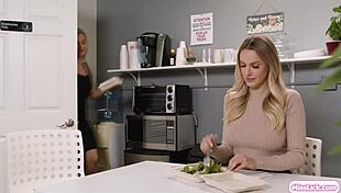 big tits lesbian kisses and fingers blonde office mate
