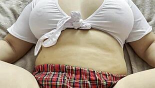 Fucked my step sister while watching tv and she got a hot creampie in her tight pussy