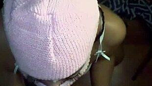 Masked beauty performs deepthroat on big black cock