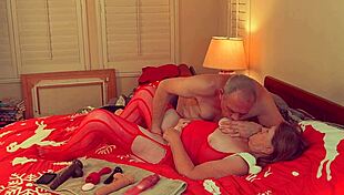 granny carmen claus CHEATS with christmas ELF FUCK, santa INTERRUPTS