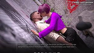 Pink Hair Skinny Young Girl Feels Intense Emotions During Outdoor Public Handjob And Blowjob With Facial Cumshot In Taboo University Steam Game