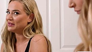 big tits lesbian kisses and fingers blonde office mate