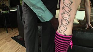 Tattooed blonde faye runaway rides a black dick in her asshole