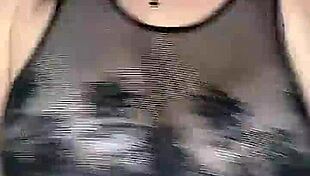 Intense fucking huge natural tits in stockings on body mesh from above