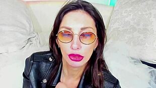 Hot MILF giving a blowjob in glasses, wow! 😎