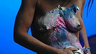 Messy Food Birthday Cake Girl Experiences Joyful Fetish Celebration