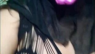 delicious companion lady wears a mask on halloween to model erotically and touch her vagina