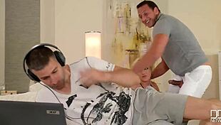 Vicktoria Redd, ready for a 3some double penetration with this shy guy?