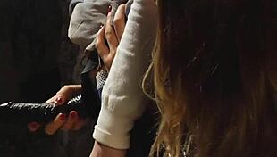 LESBIAN SLAVE WITH MASSIVE BLACK STRAPON DOGGYSTYLE PENETRATING HER MADAME IN BDSM SCENE