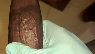 stocking-clad slave deepthroats sextoy until it gets nasty