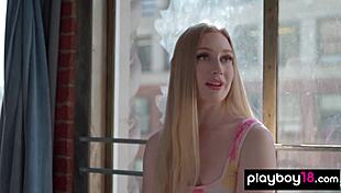 Blonde Teen Emma Starletto Strips And Fingers Juicy Pussy!