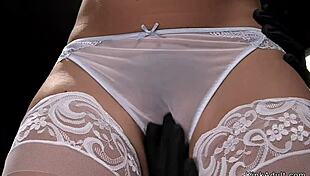 Brunette in stockings gets strictly bound.