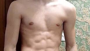 Flex skinny boy in underwear