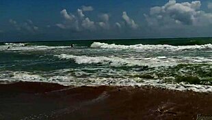 Gorgeous teen AGNES bathes NAKED in the OCEAN!