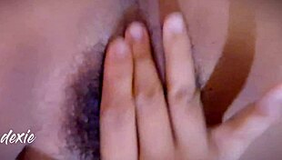 Wet pussy in bed on a horny morning, solo masturbating.