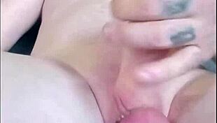 Solo jerkoff session ends in massive cumshot.